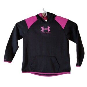 Under Armour Women's Hoodie L Dark Gray/Pink Pockets Long Sleeve Athleisure
